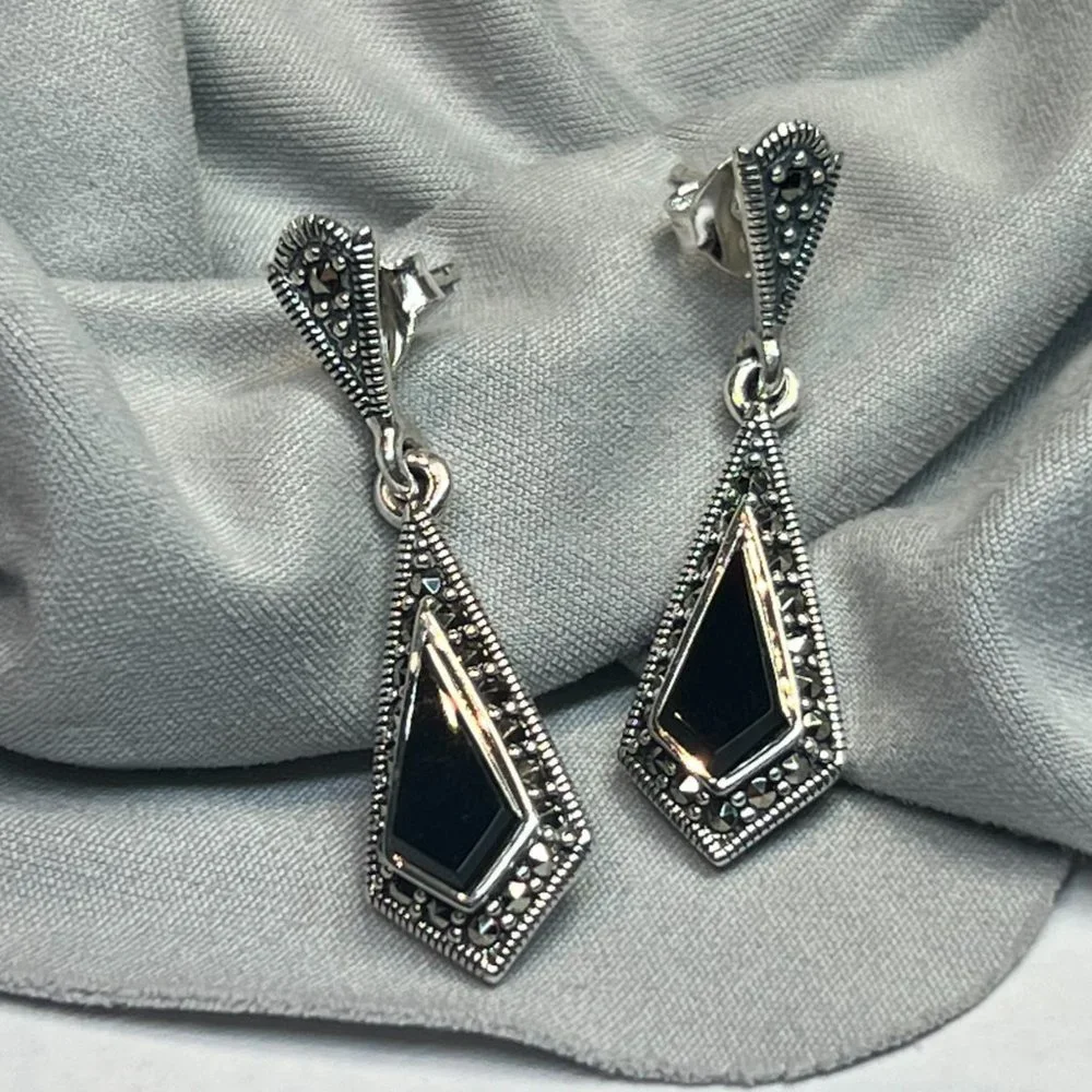 **SOLD***Sterling Silver Drop Kite Earrings Dangle Earrings for Women 925 Silver - Picture 3 of 10